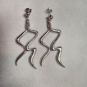 Modern Silver Zigzag Earrings